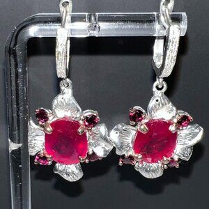 Ruby and sterling drop earrings
